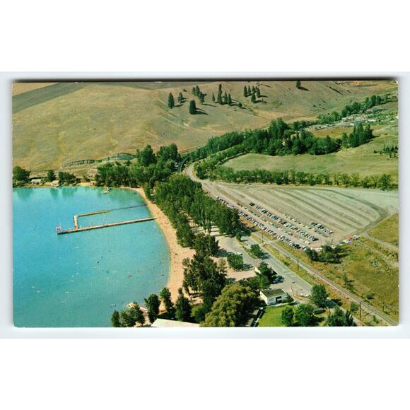 Kalamalka Lake Beach BC Vintage Lithograph Postcard by Monahan Agency - Picture 1 of 2